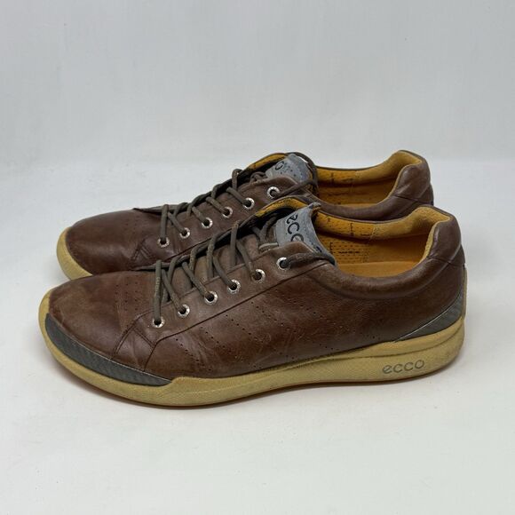 ECCO Biom Hybrid Golf Shoes Mens 11 EU 45 Brown Yak Leather Spikeless - Picture 4 of 16